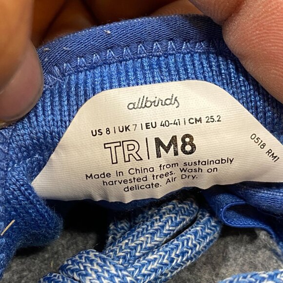 Allbirds Mens Tree Runners Blue Mesh Sneakers Size 8 Lightweight Comfortable - Picture 8 of 8